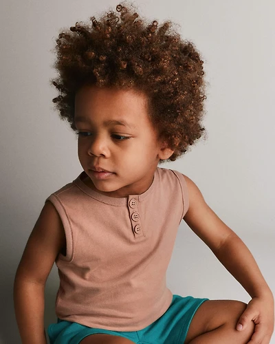 Toddler Boy Henley Tank - Tan