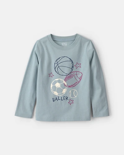 Toddler Boy 'Baller' Basketball Long-Sleeve Graphic Tee - Blue