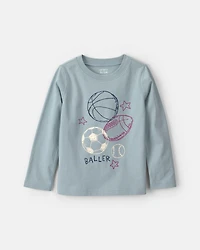 Toddler Boy 'Baller' Basketball Long-Sleeve Graphic Tee - Blue