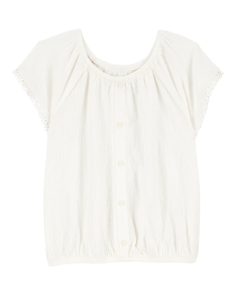 Kid Short-Sleeve Solid Fashion Top - Ivory