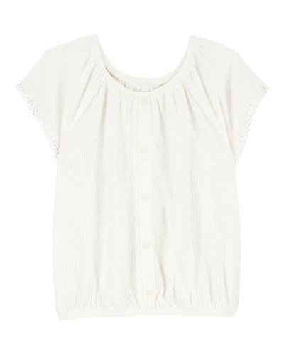 Kid Short-Sleeve Solid Fashion Top - Ivory