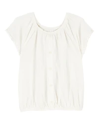 Kid Short-Sleeve Solid Fashion Top - Ivory