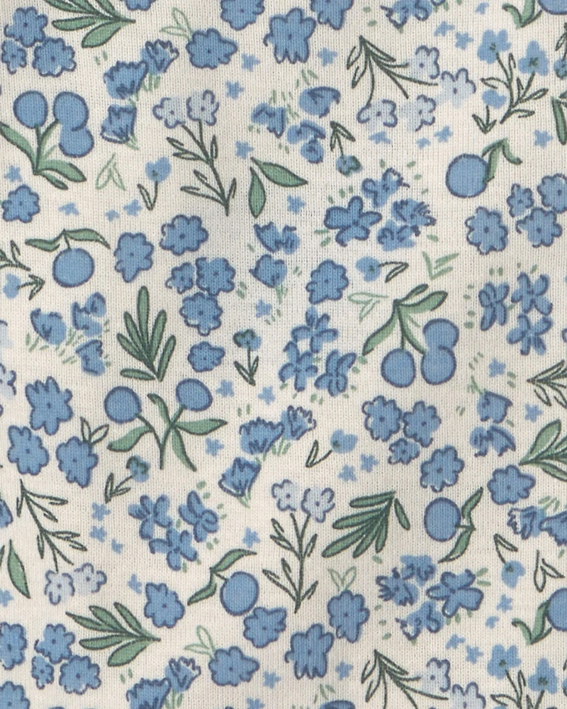 Baby Girl 4-Pack Blueberry Floral Long-Sleeve Bodysuits - Blue