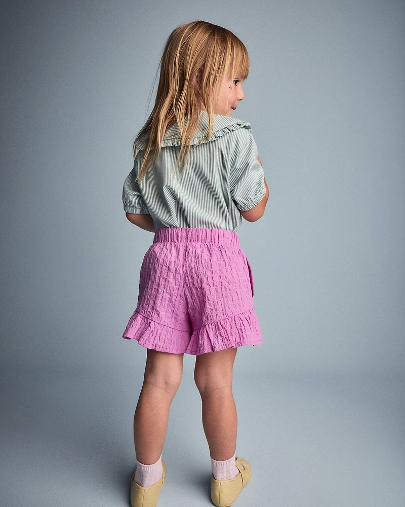 Toddler Girl Ruffle Butterfly Shorts - Purple