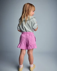 Toddler Girl Ruffle Butterfly Shorts - Purple