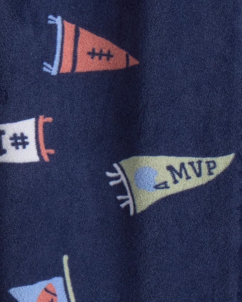 Baby Boy 1-Piece 'MVP' Fleece Footie Pyjama - Navy