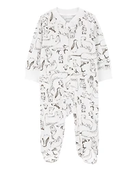 Baby Animal Print 2-Way Zip Thermal Sleeper Pyjamas