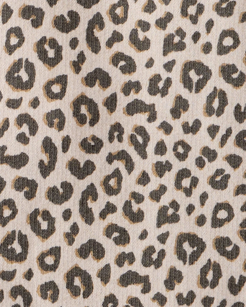 Toddler Girl 2-Piece Leopard Print Cotton Long-Sleeve Dress Set - Brown