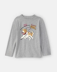 Boys Christmas Dog Long-Sleeve Graphic T-Shirt - Grey