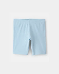 Girls Solid Bike Shorts - Blue