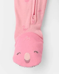 Toddler Girl Flamingo 100% Cotton Snug Fit 1-Piece Pyjama - Pink