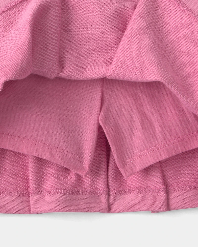 Girls French Terry Smocked Skort - Pink