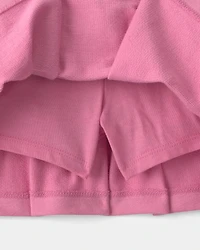 Girls French Terry Smocked Skort - Pink