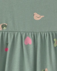 Baby Girl Butterfly Short-Sleeve Dress - Green