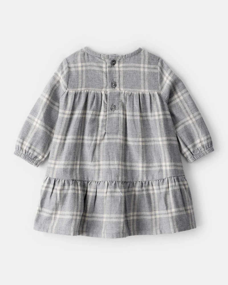 Baby Girl 2-Piece Plaid Sherpa Vest & Dress Set