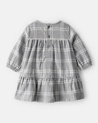Baby Girl 2-Piece Plaid Sherpa Vest & Dress Set