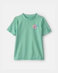 Boys Palm Tree Tropical Short-Sleeve Rashguard - Green
