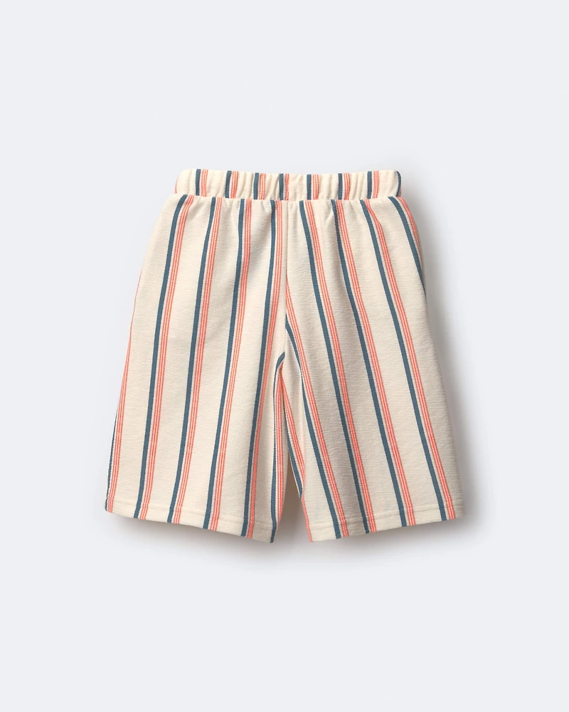 Toddler Girl Wide-Leg Capri Pant Stripes - Cream