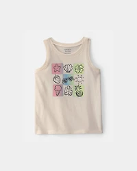 Toddler Girl Summer Icon Graphic Tank - Ivory