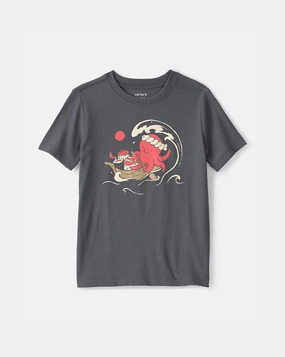Toddler Boy Sushi Octopus Graphic Tee - Grey