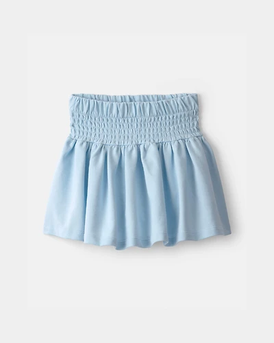 Girls French Terry Smocked Skort - Blue