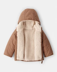 Baby Boy Hooded Midweight Jacket - Brown