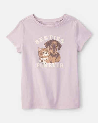 Girls 'Besties Furever' Graphic Tee - Lavender
