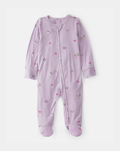 Baby Girl Fairytale 2-Way Zip PurelySoft Sleeper - Purple