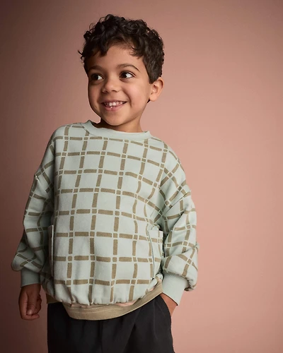 Toddler Otter Sweatshirt™ with Pockets Checkered Print - Light Blue