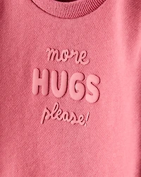 Baby Girl More Hugs Please Long-Sleeve Pullover Sweatshirt - Pink