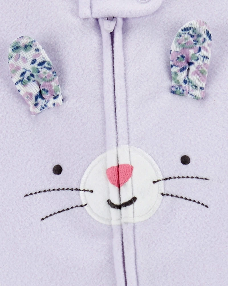 Baby Girl Bunny Loose Fit Long-Sleeve Sleeper - Purple