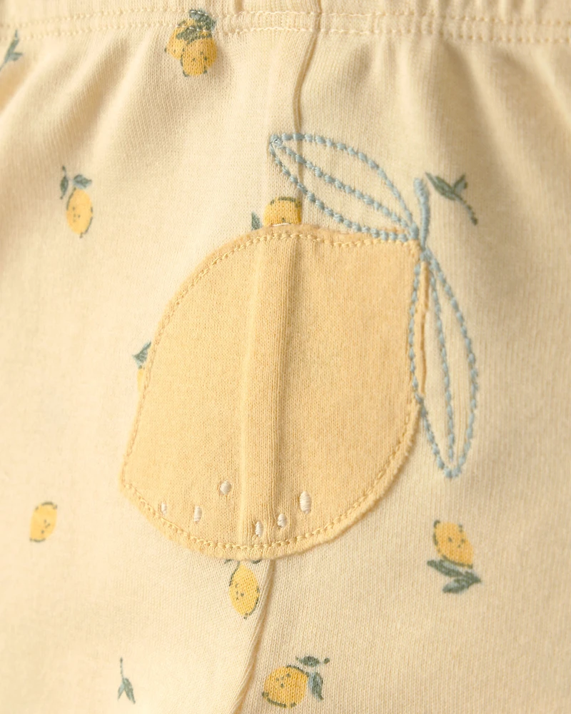 Baby Girl 3-Piece Lemon Bodysuits & Pant Set - Yellow/White
