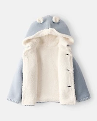 Baby Boy Sherpa Lined Cotton Long-Sleeve Sweater - Blue