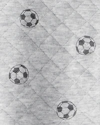 Baby Boy Soccer Quilted Long-Sleeve Hooded Jumpsuit - Black