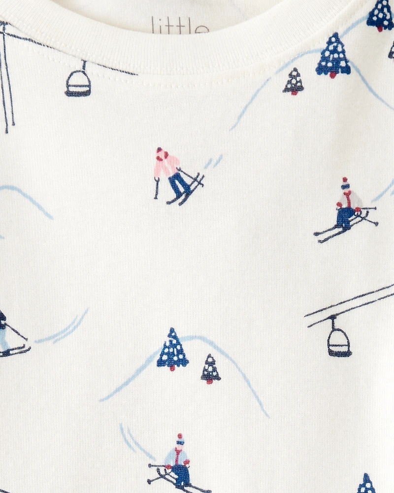Toddler Organic Cotton Pyjamas Snowy Slopes Print