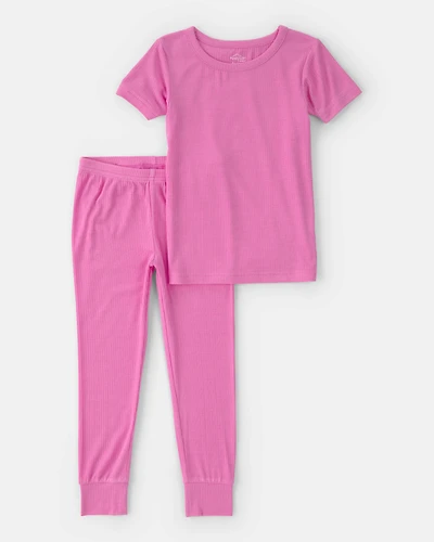 Toddler Girl PurelySoft Short-Sleeve Snug Fit 2-Piece Pyjama Set - Pink