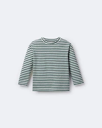 Toddler Striped Long-Sleeve Relaxed Tee - Green/Heather Grey
