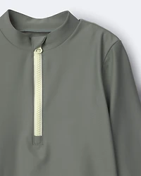 Toddler Half-Zip Long-Sleeve Rashguard - Sage