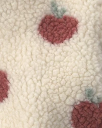 Baby Girl Recycled Teddy Fleece Jacket Apples