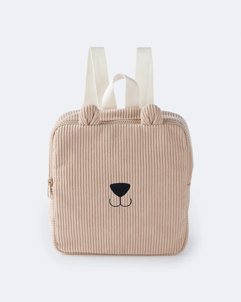 Toddler Bear Corduroy Square Backpack - Tan