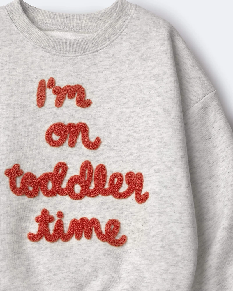 Toddler 'I'm On Time'  Dolman-Sleeve Sweatshirt - Heather Grey