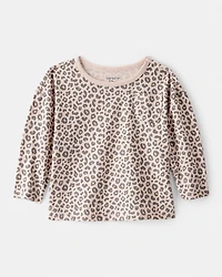Baby Girl Leopard Print Long-Sleeve Top - Brown