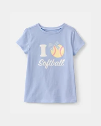 Girls 'I Love Softball' Graphic Tee - Blue