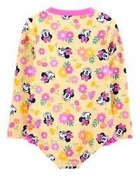 Toddler Girl Disney© Minnie Mouse 1-Piece Rashguard Swimsuit - Yellow/Pink