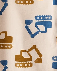 Baby Boy Construction Print Long-Sleeve Graphic Tee - Beige