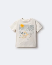 Toddler Relaxed Graphic Tee Beach Print - Cream