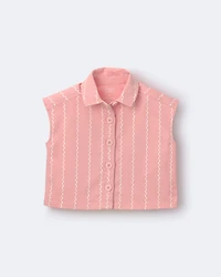 Toddler Girl Sleeveless Button-Down Top Stripes - Light Pink