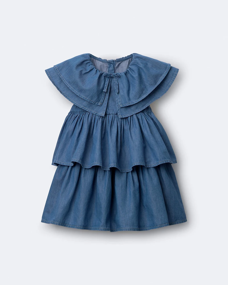 Toddler Girl Ruffle Tiered Dress Chambray - Blue
