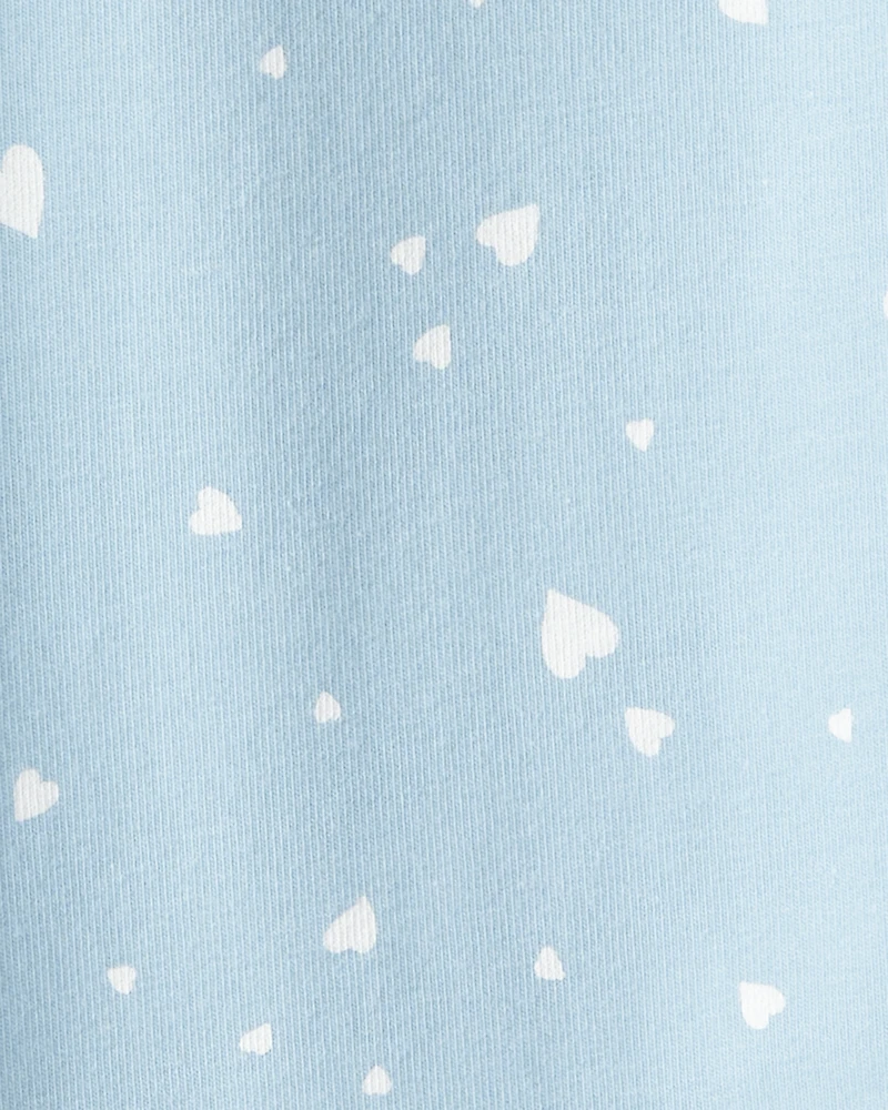 Girls Heart Print Pull-On Stretch Leggings - Blue