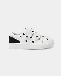 Toddler Girl Heart Print Casual Shoes - White/Black
